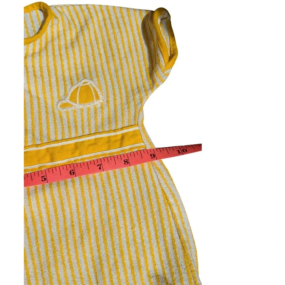 VTG Carter's‎ Yellow White Stripe Baby Romper One Piece Terry Cloth 12M
